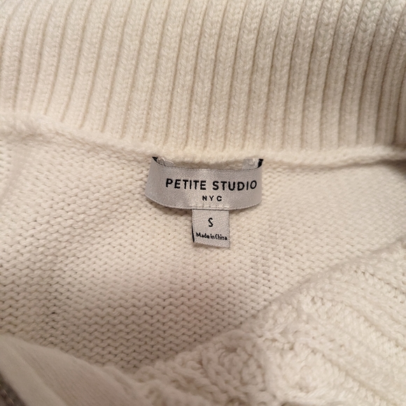 Petite Studio French Style Rowen Wool Sweater - Ivory & Caramel - Picture 8 of 8